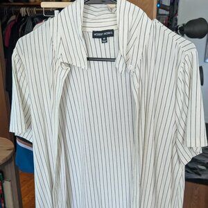 Modern Works Pinstripe Button Up T Shirt Size M